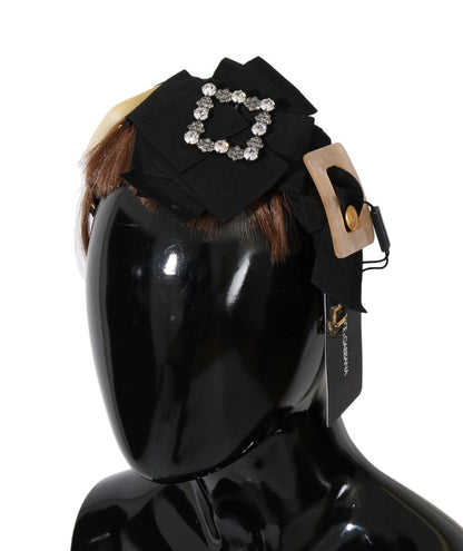 Dolce & Gabbana Crystal-Embellished Gold Brown Diadem Headband expertly crafted in Italy