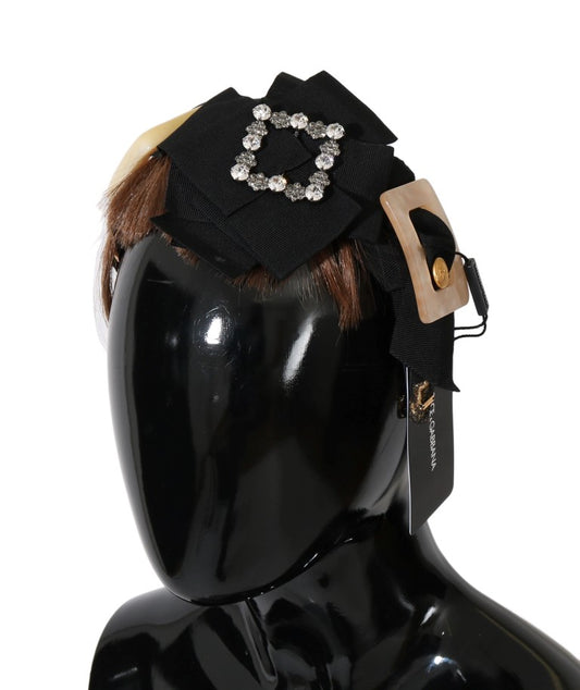 Dolce & Gabbana Crystal-Embellished Gold Brown Diadem Headband expertly crafted in Italy