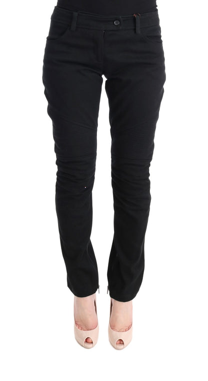 Ermanno Scervino Chic Black Slim Fit Trousers made in Italy 100% Cotton