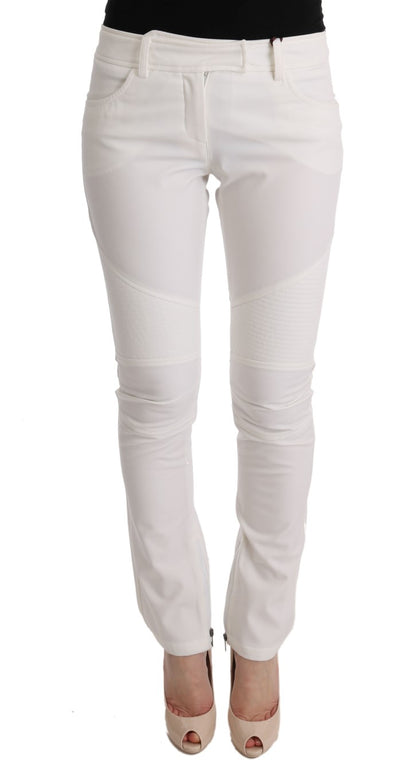 Ermanno Scervino Chic White Slim Fit Cotton Pants crafted in Italy