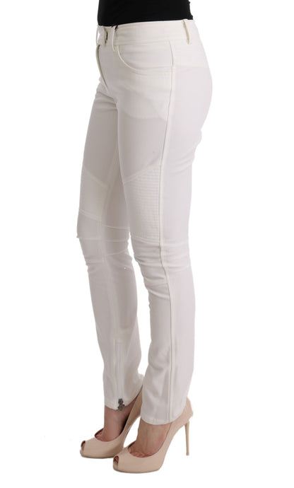 Ermanno Scervino Chic White Slim Fit Cotton Pants for a polished daytime look