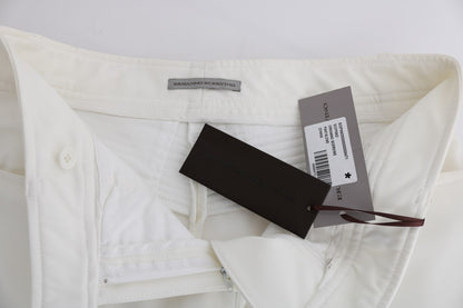 Ermanno Scervino Chic White Slim Fit Cotton Pants perfect for a sophisticated evening ensemble