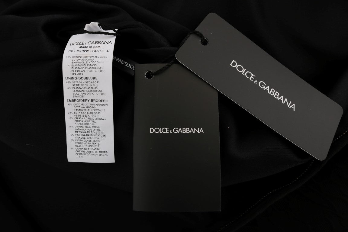 Dolce & Gabbana Black Crystal-Embellished Stretch Mini Dress perfect for high-fashion occasions