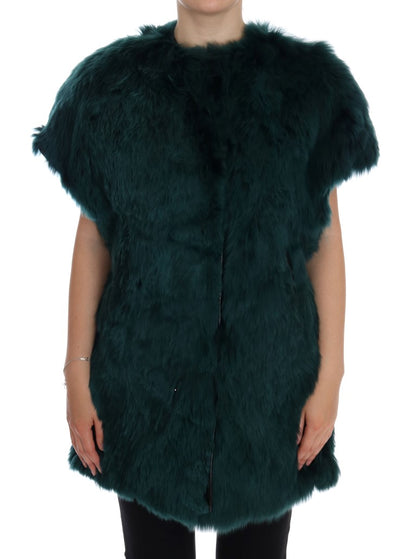 Exquisite green Alpaca fur long vest by Dolce & Gabbana