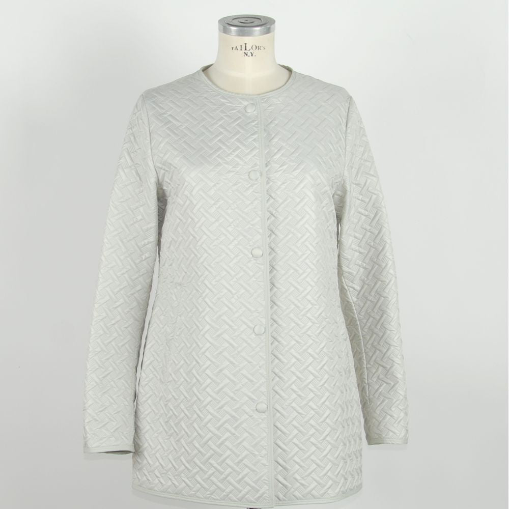 Emilio Romanelli White Polyester Women Jacket snap button closure and elegant long sleeves Must-have staple for your luxury wardrobe with practical pockets 