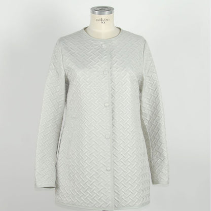 Emilio Romanelli White Polyester Women Jacket snap button closure and elegant long sleeves Must-have staple for your luxury wardrobe with practical pockets 