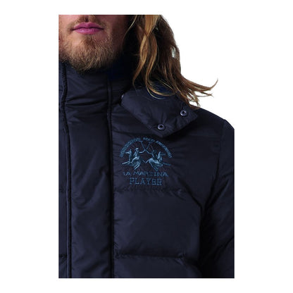 Blue nylon men's jacket by La Martina, perfect for outdoor activities