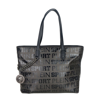 Plein Sport sleek black designer shopping bag with logo print