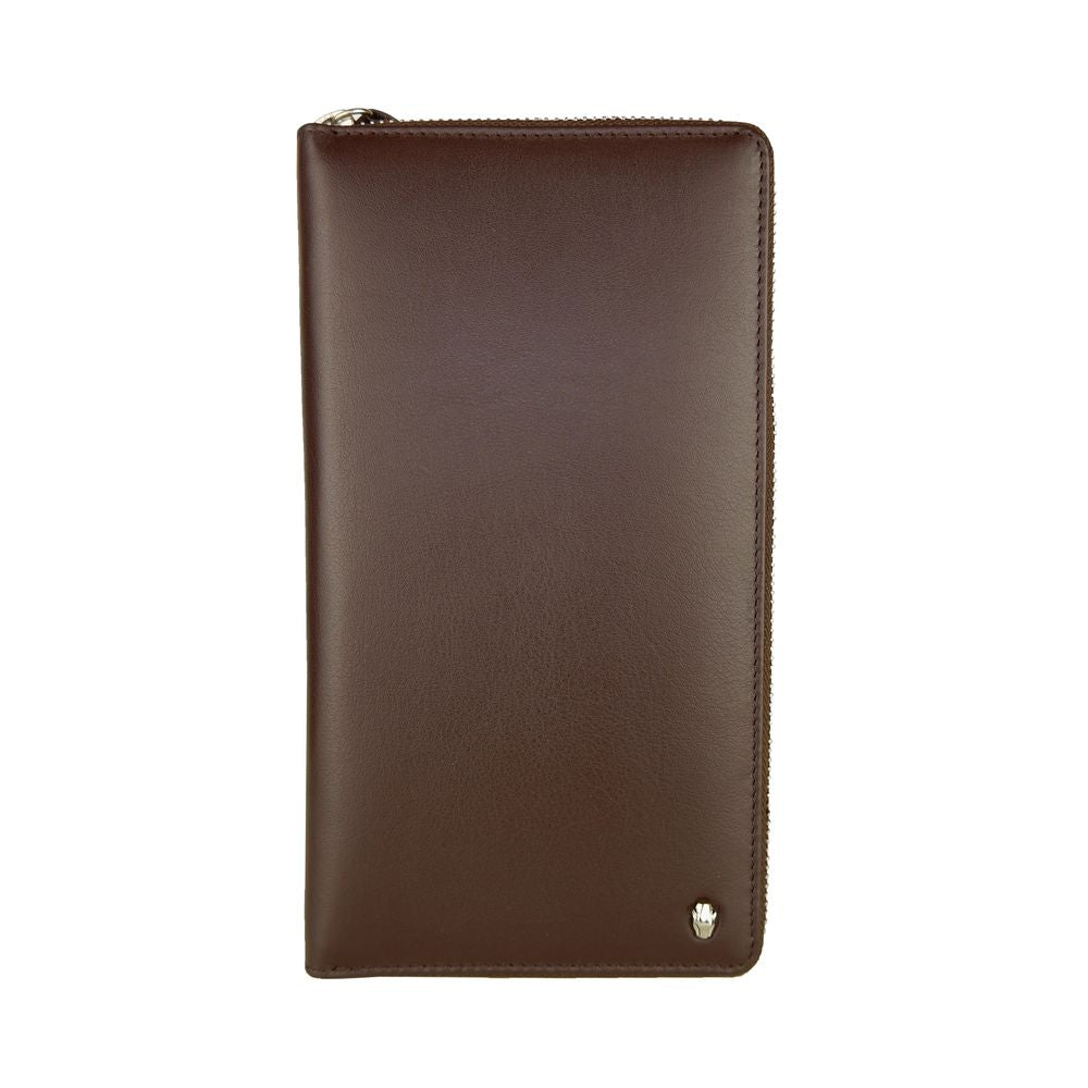 Exquisite brown leather wallet from Cavalli Class, perfect for holding cards and coins