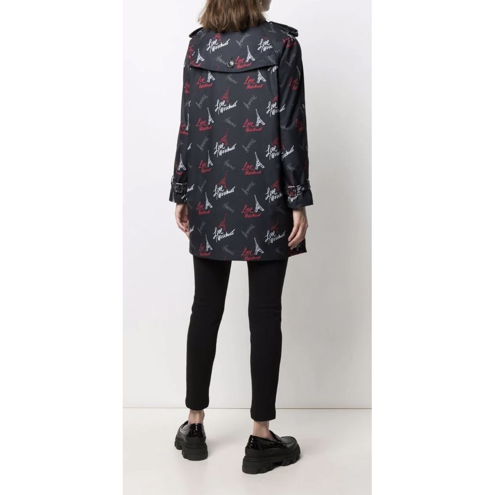 Iconic Charm Exuding Love Moschino Black Polyester Women Coat