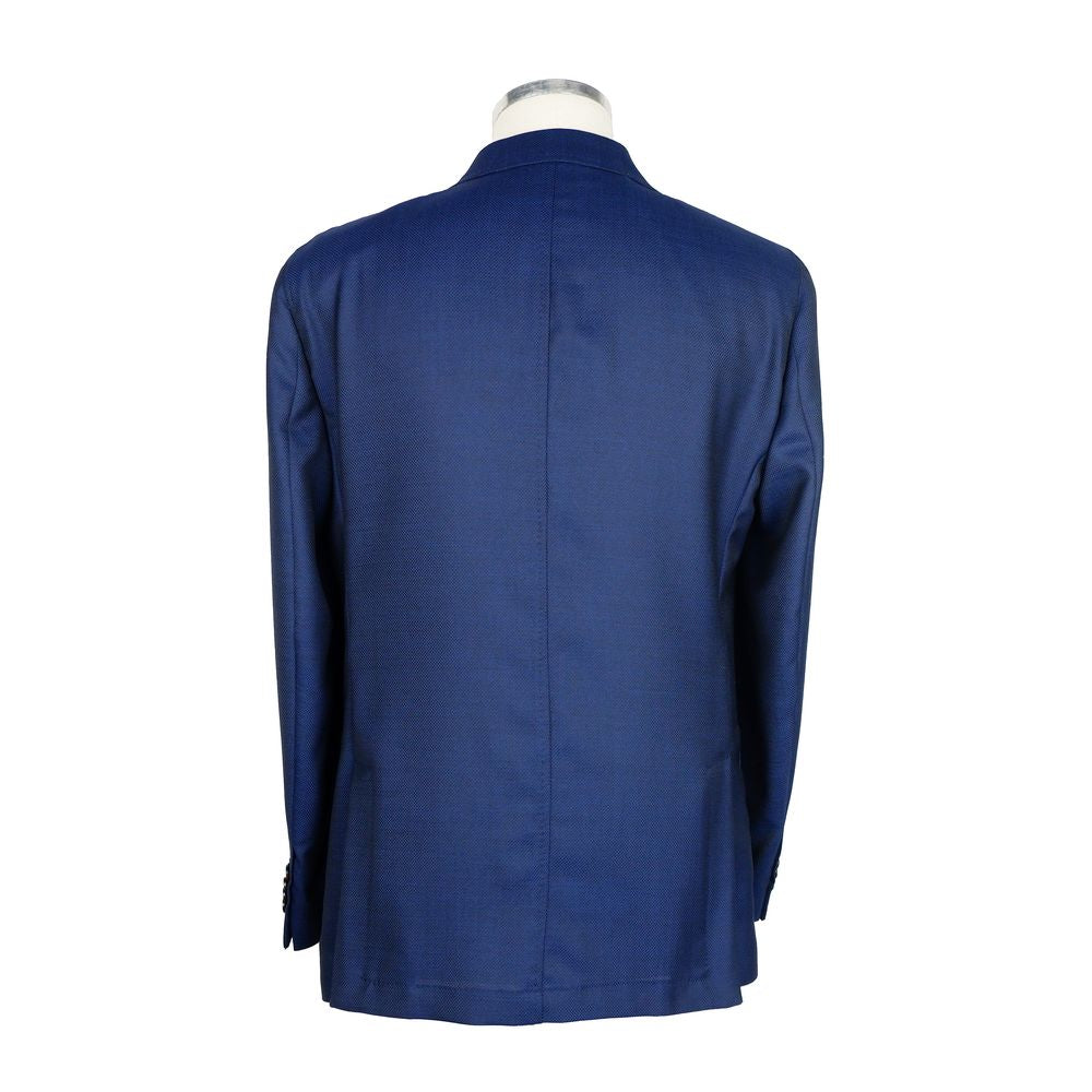 Italian-made Emilio Romanelli Men’s Summer Jacket in exquisite blue color, redefining seasonal outerwear with sartorial elegance