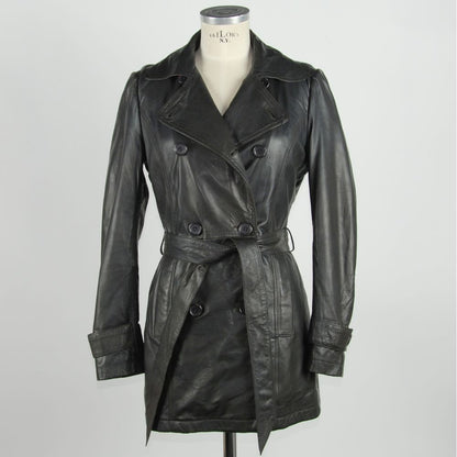 Emilio Romanelli Brown Leather Women's Coat, a timeless piece of upscale sophistication, crafted from 100% genuine leather in a rich brown hue, originating from skilled artisans in India 