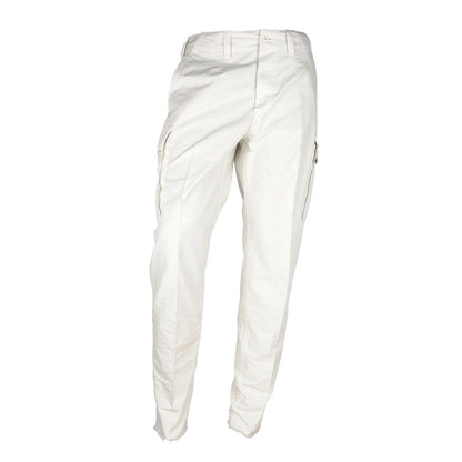 Exquisite white men's trouser with Italian craftsmanship and sustainable cotton twist