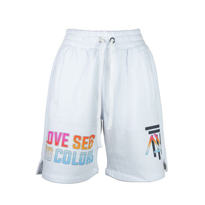 White cotton women shorts with drawstring waist and zippered side pockets