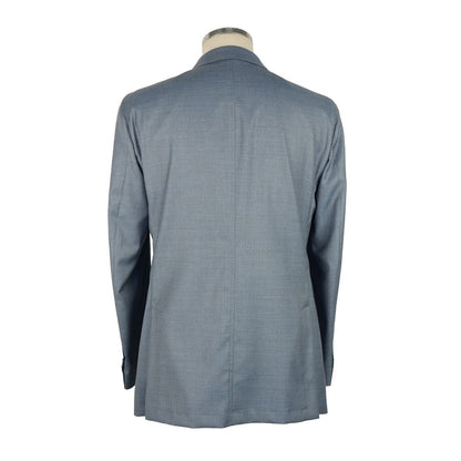  Sophisticated light blue men’s jacket crafted from finest 100% virgin wool