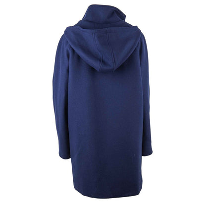 Luxurious combination of Virgin Wool and Polyamide in Love Moschino blue coat ensures warmth and comfort for the fashion-forward woman