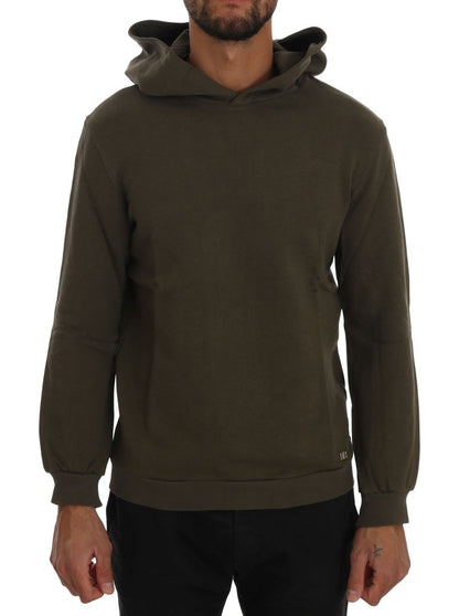 Luxurious green cotton hooded sweater by Daniele Alessandrini with adjustable hood strap