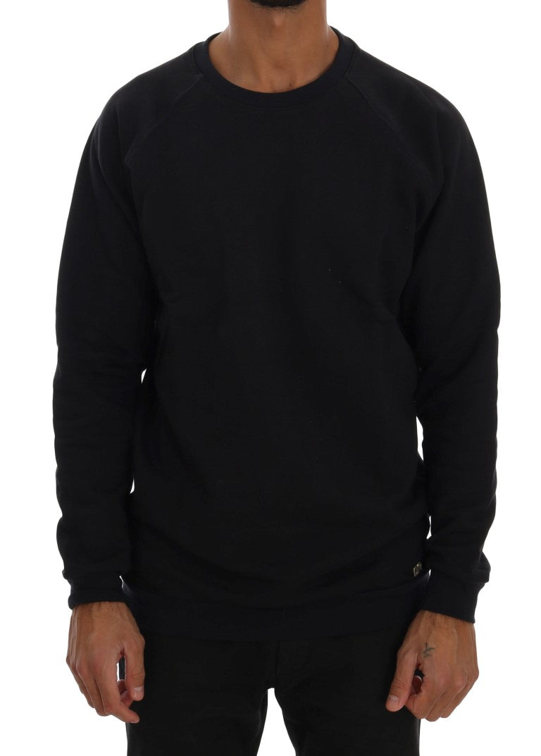 Daniele Alessandrini Chic Dark Blue Crewneck Cotton Sweater - stylish and comfortable men's fashion
