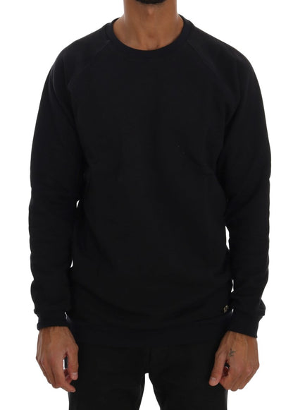 Daniele Alessandrini Chic Dark Blue Crewneck Cotton Sweater - stylish and comfortable men's fashion