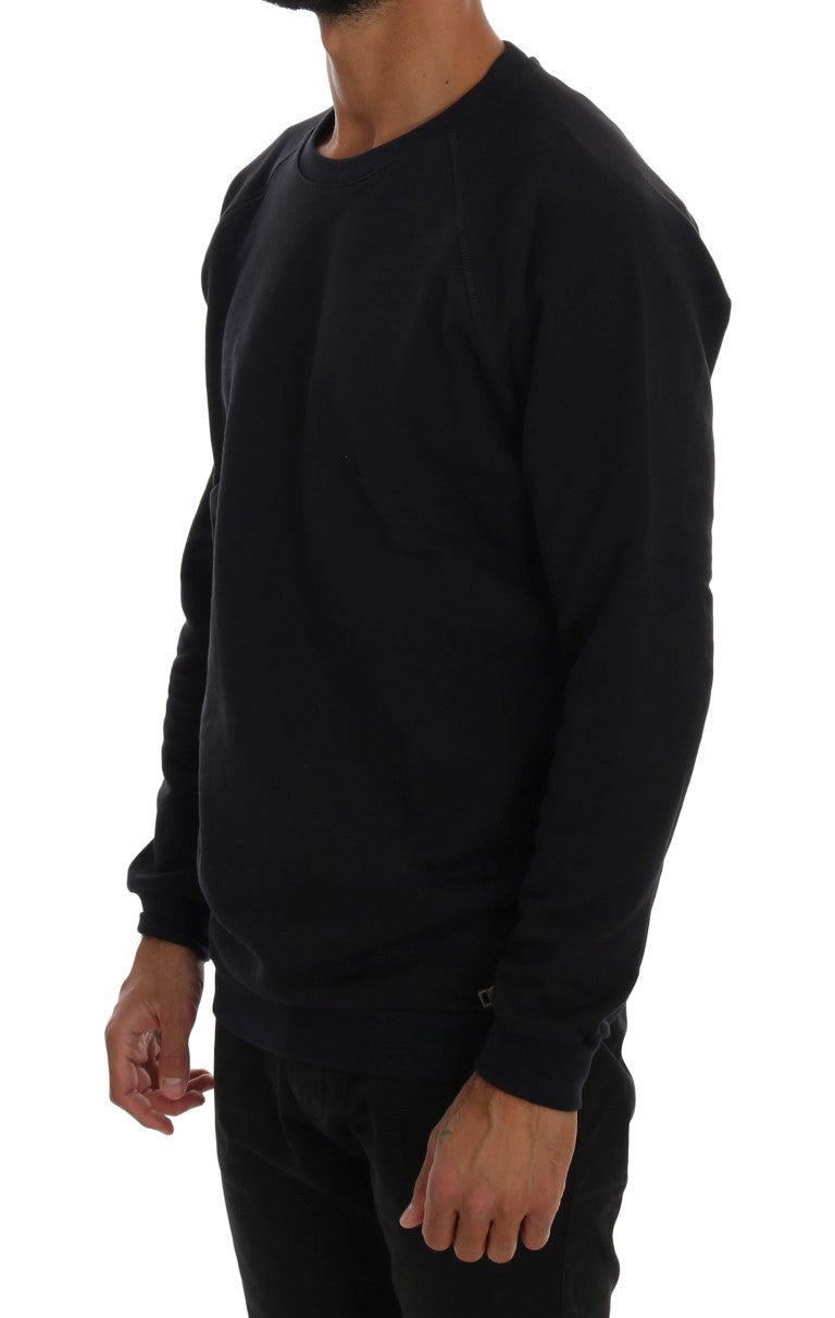 Daniele Alessandrini Chic Dark Blue Crewneck Cotton Sweater - stylish and comfortable men's fashion