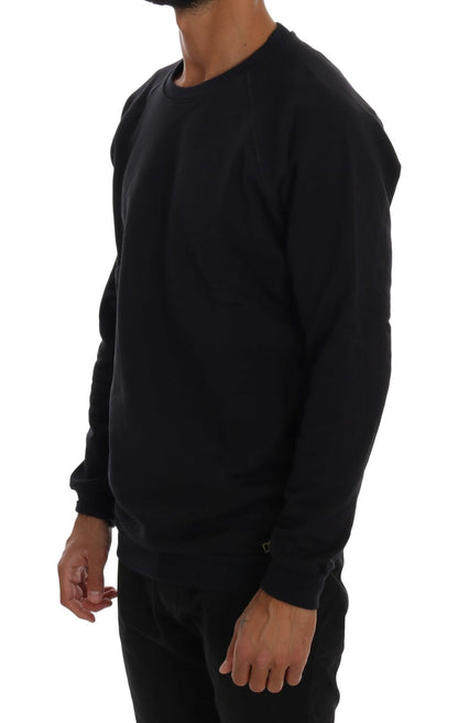 Daniele Alessandrini Chic Dark Blue Crewneck Cotton Sweater - stylish and comfortable men's fashion
