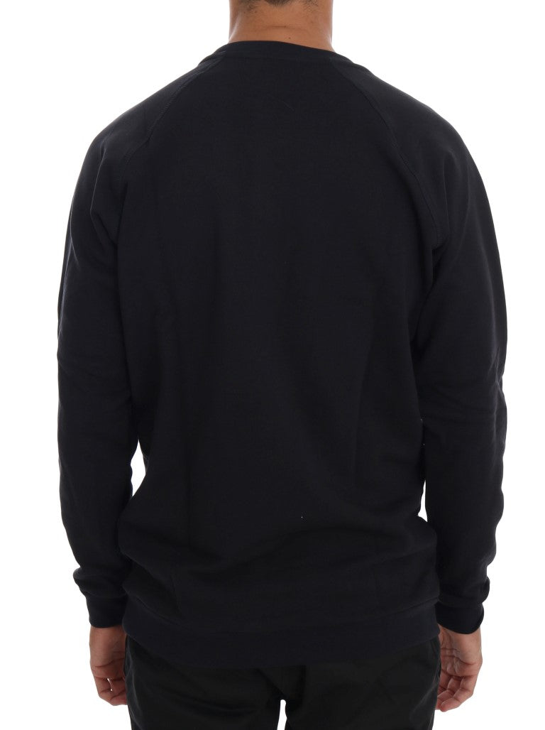 Daniele Alessandrini Chic Dark Blue Crewneck Cotton Sweater: Long Sleeve Knitwear
