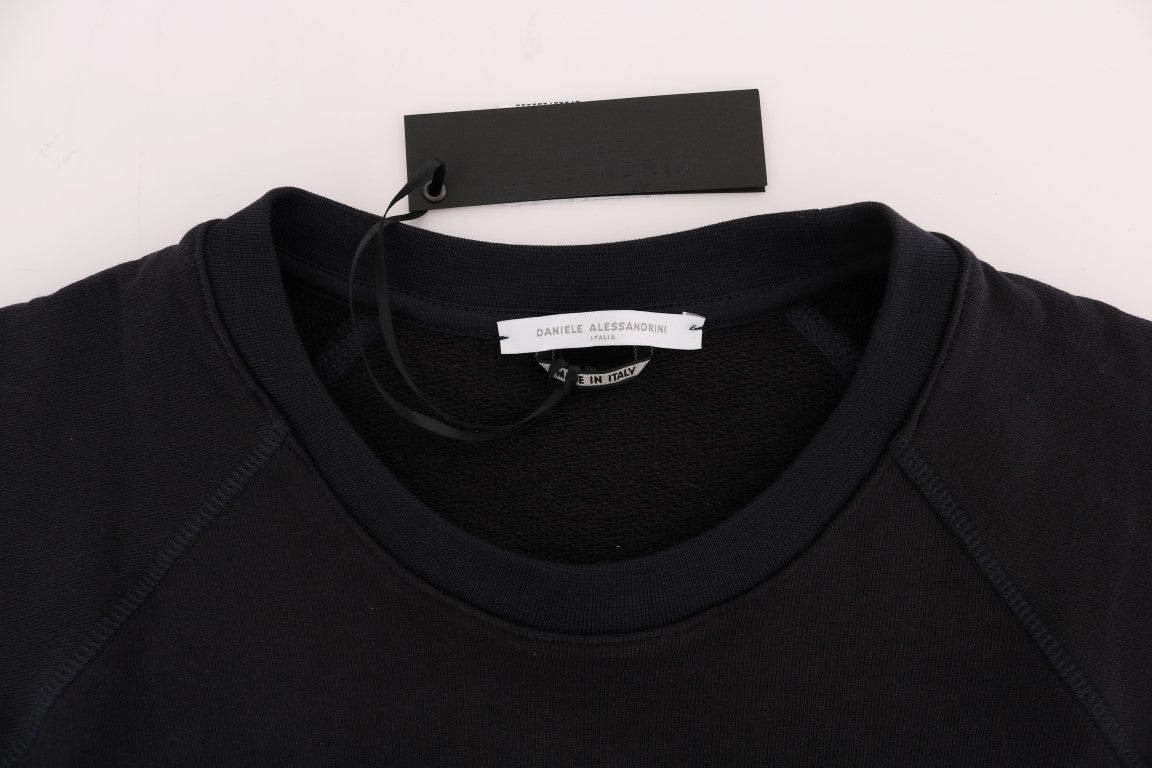 Daniele Alessandrini Chic Dark Blue Crewneck Cotton Sweater - Stylish and comfortable sweater