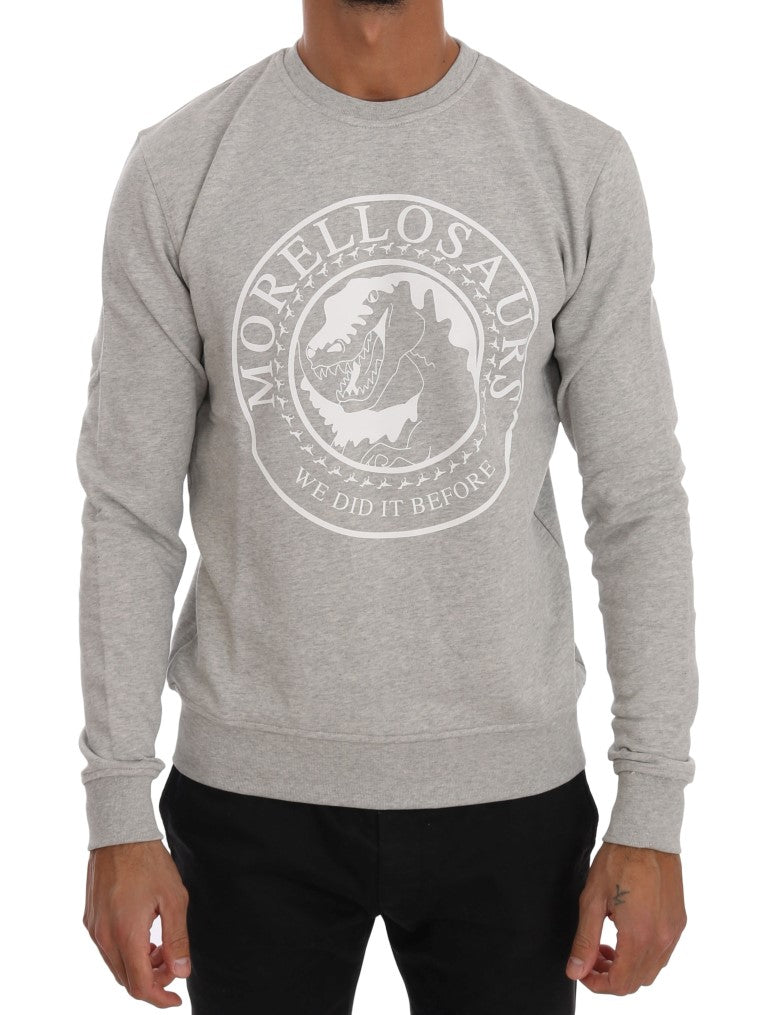 Frankie Morello Chic Morellosaurs Crewneck Cotton Sweater in Gray