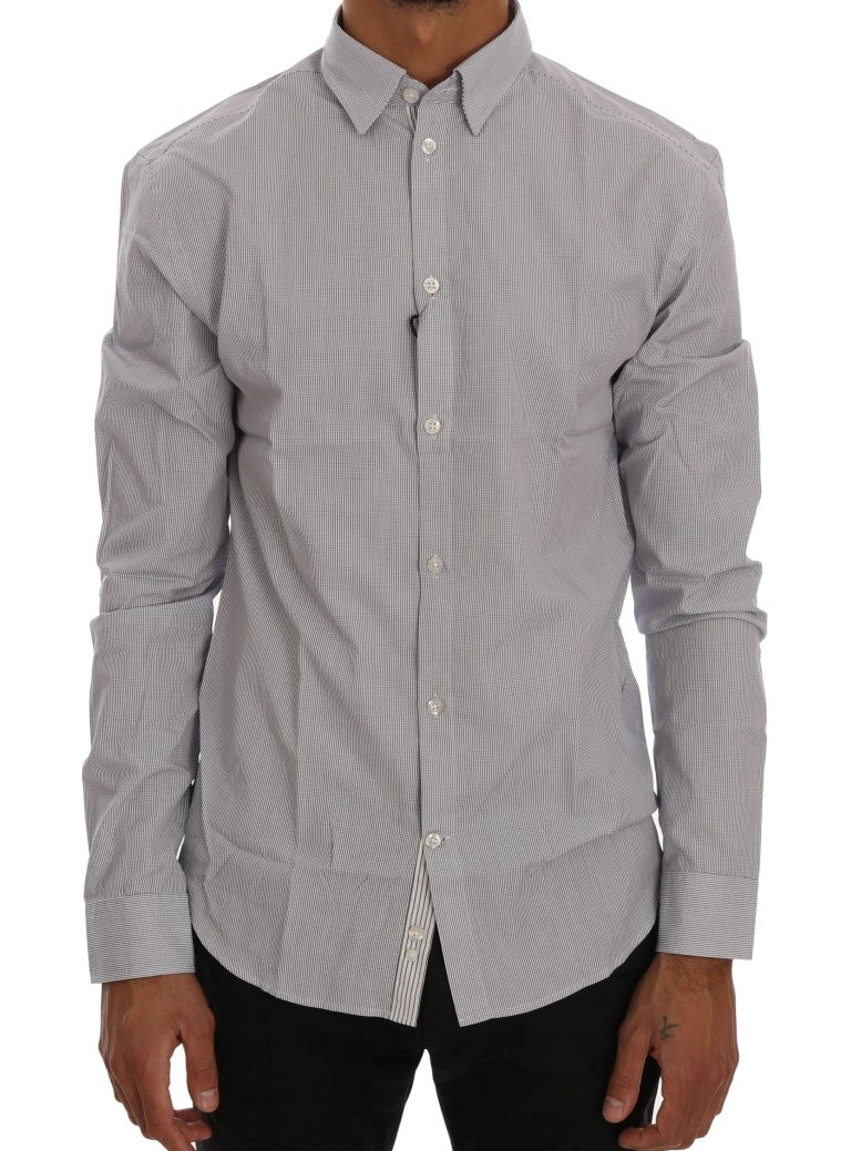 Frankie Morello Chic Blue Checkered Casual Shirt made of 100% cotton