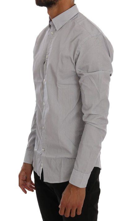 Blue and white checkered shirt with full button closure