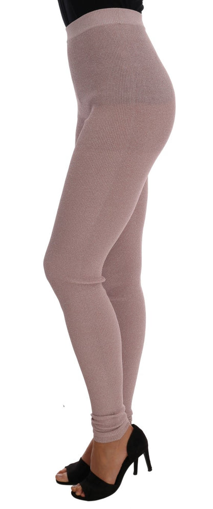 Dolce & Gabbana pink tights pants with mid-waist design and logo details