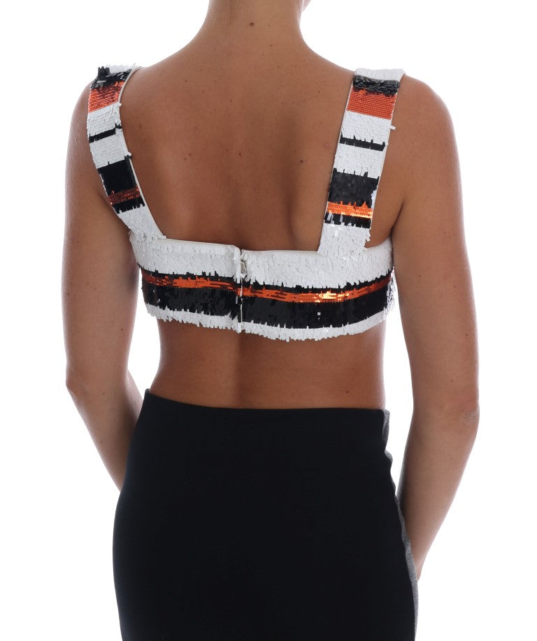 Multicolored design with white, orange, and black hues
