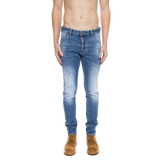 Experience the epitome of edgy elegance with Dsquared² Blue Cotton Men's Distressed Jean