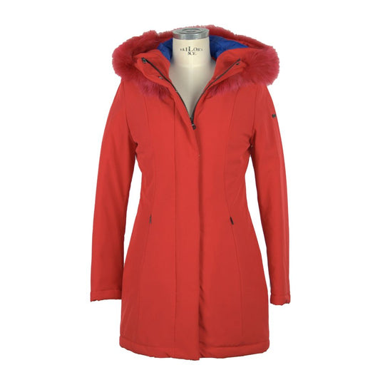 Refrigiwear Elegant Winter Warmth Soft-Shell Parka in Pink on a mannequin