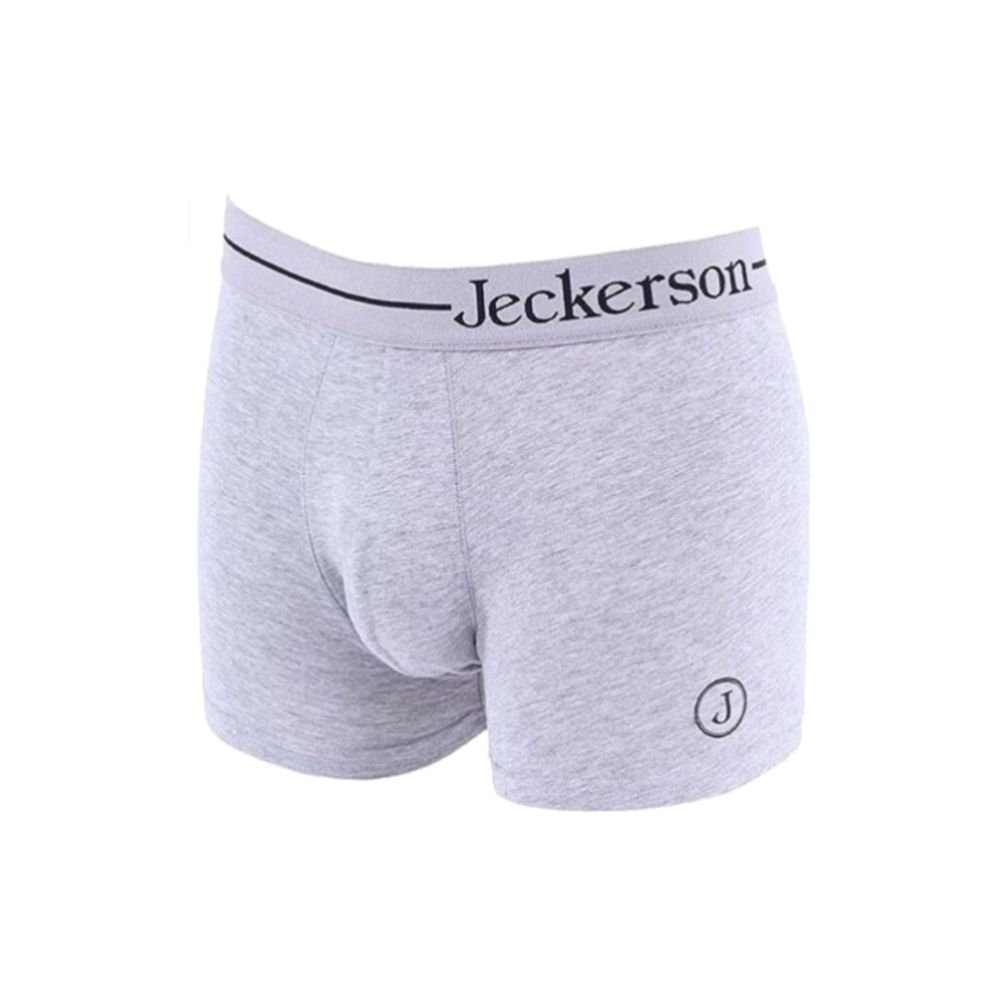 Jeckerson Gray Cotton Men Boxer with Bold Logo Print and Branded Elastic Band for Secure and Sleek Fit, Made of 95% Cotton and 5% Elastane, Designed for Everyday Elegance