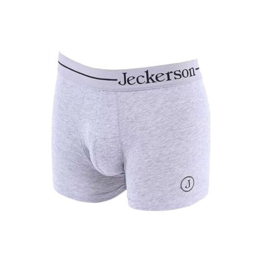 Jeckerson Gray Cotton Men Boxer with Bold Logo Print and Branded Elastic Band for Secure and Sleek Fit, Made of 95% Cotton and 5% Elastane, Designed for Everyday Elegance