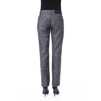 Luxurious Black Viscose/Polyester/Elastane Pants with Croc Print and BYBLOS Button