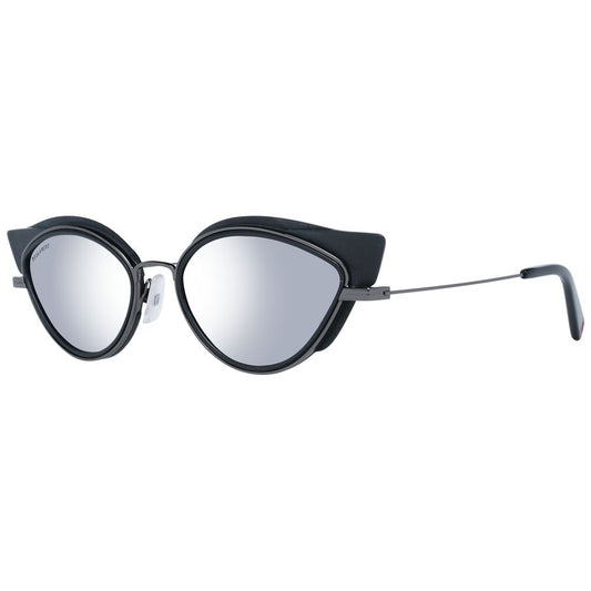 Dsquared² Black Women Sunglasses with Mirrored Silver Plastic Lenses and Metal &amp; Plastic Frame in Cat Eye Style