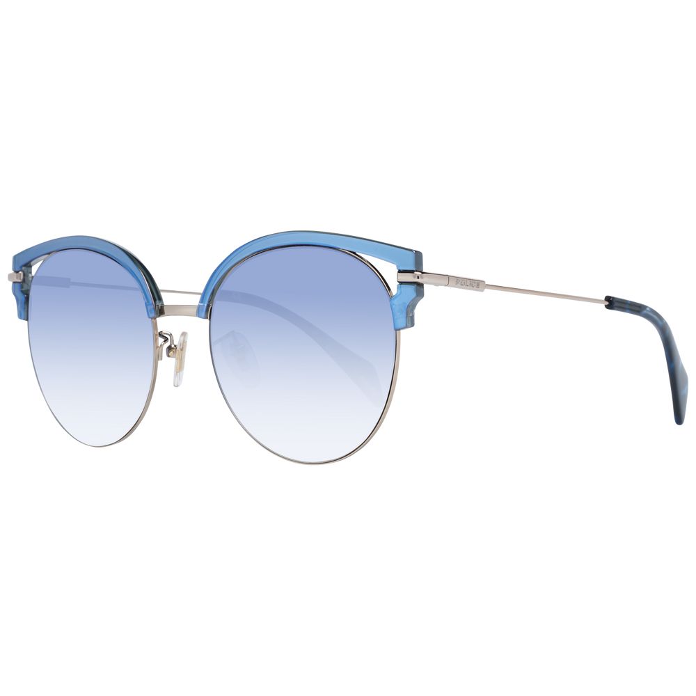 Close-up of Police Blue Women Sunglasses with Butterfly style and Gradient lenses