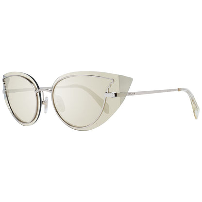 Police Gold Women Sunglasses with Mirrored Gold Plastic Lenses and Metal & Plastic Cat Eye Frame