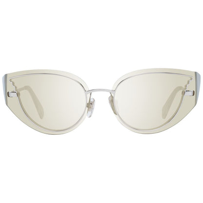 100% UVA & UVB Protection Police Gold Women Sunglasses with 63mm Width Gold Plastic Lenses