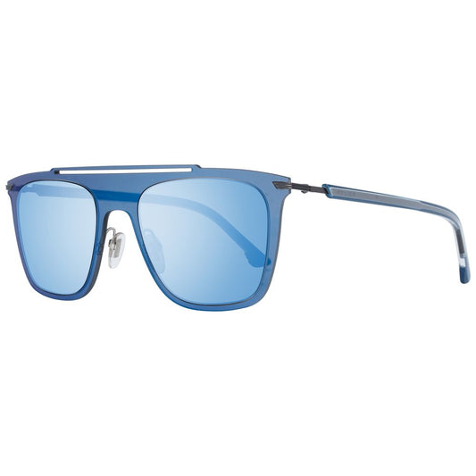 Men's police blue sunglasses with mirrored lenses and 100% UV protection