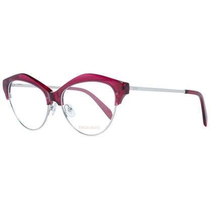 Emilio Pucci Burgundy Women Optical Frames, Cat Eye Style, Metal & Plastic Material