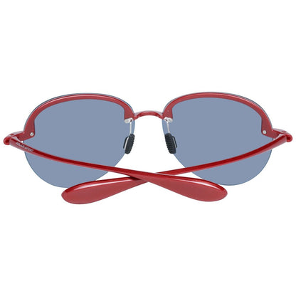 Red plastic sunglasses for men with oval multicolor mirrored lenses 100% UVA & UVB protection Size: 62-14-140