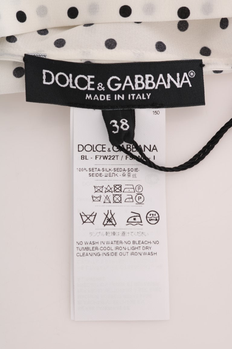 Classic polka dot silk blouse in black and white from Dolce & Gabbana
