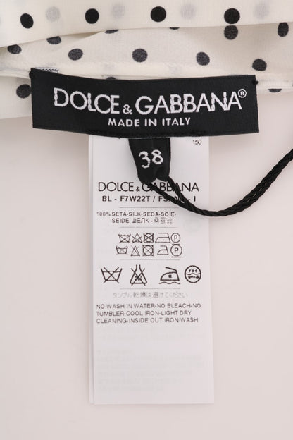 Classic polka dot silk blouse in black and white from Dolce & Gabbana