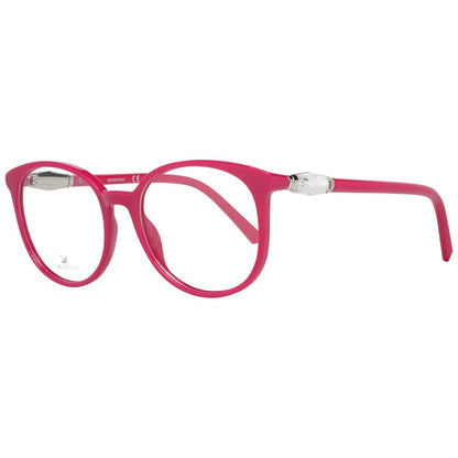 Front view of Swarovski Purple Women Optical Frames, plastic material, round style, with demo glasses lenses