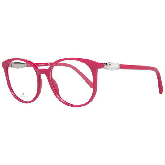 Front view of Swarovski Purple Women Optical Frames, plastic material, round style, with demo glasses lenses