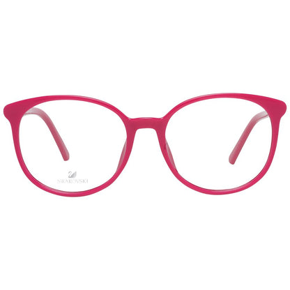 Close up of the purple full-rim Swarovski Women Optical Frames, 52-17-140 size, with plastic lenses