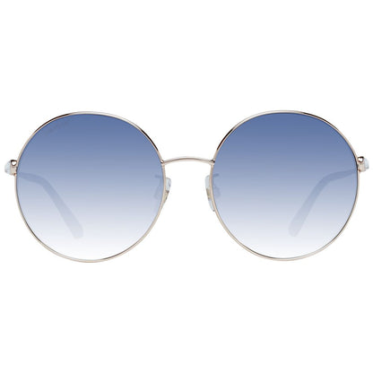 Round Rose Gold Metal Sunglasses with Blue Gradient Plastic Lenses